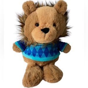 Animal Adventure Lion Tan 13" Stuffed Plush Blue Argyle Shirt Sweater 2021